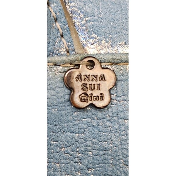 Anna Sui Cat Face Mini Leather Backpack Purse Blue Distressed Jean Bag Cute Ears - Picture 3 of 16